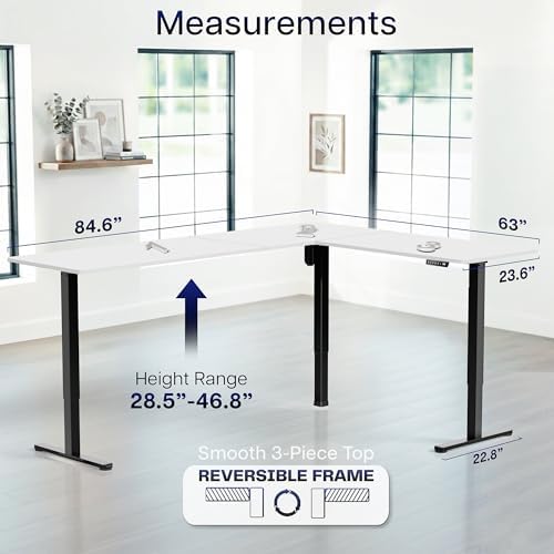VIVO White 84 x 63 in Corner Standing Desk,DESK-E3CTBW-84
