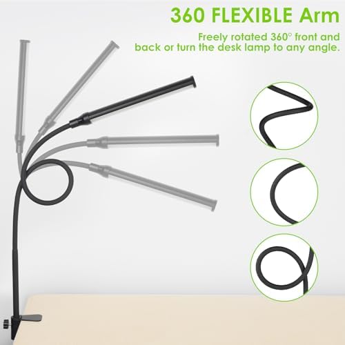 ShineTech LED Desk Lamp with Clamp,Clip On Desk Lamp for Home Office