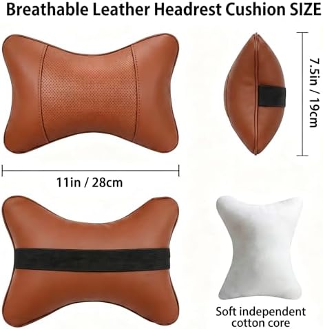 Car Pillow for Driving Seat Soft Leather Headrest Neck Support 2PCS