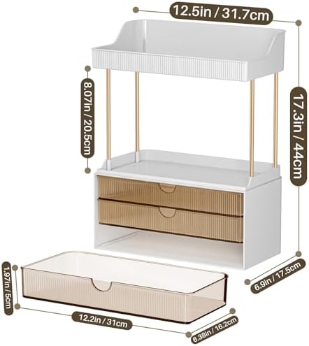 caktraie 2 Sets 5 Tier Acrylic Makeup & Bathroom Vanity Organizer