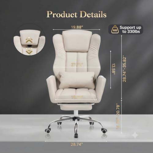 Cross Legged Office Chair with Adjsutable Armrests & Headrest