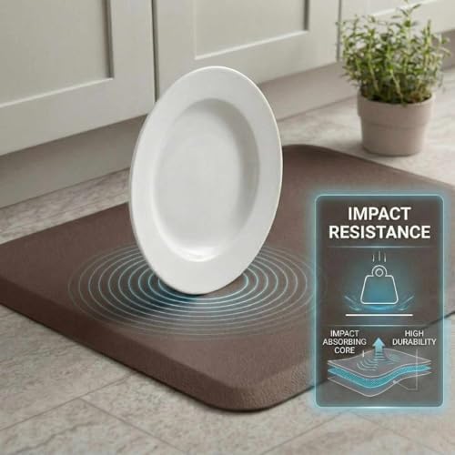 Hauteloom Kitchen Mat - Cushioned Anti Fatigue Rug - Waterproof, Non Slip - Standing and Comfort Desk/Floor Mats for House Sink Office - Brown - 20" x 32"