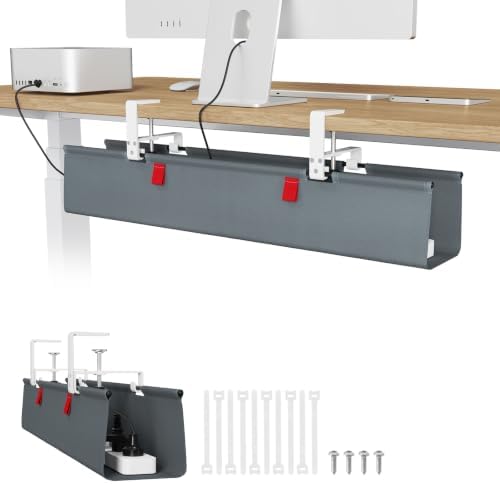 Univivi No Drill Under Desk Cable Management Tray, 28 inch Cable Management