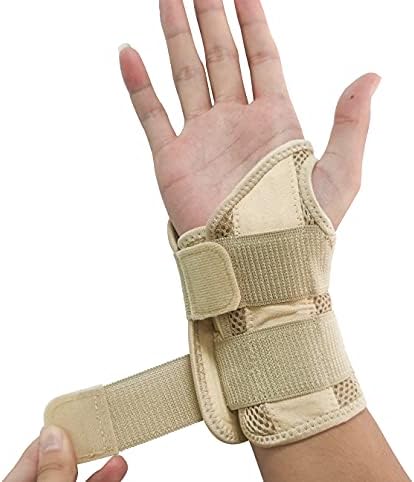NuCamper Wrist Brace for Carpal Tunnel Night Wrist Support Left Hand Beige