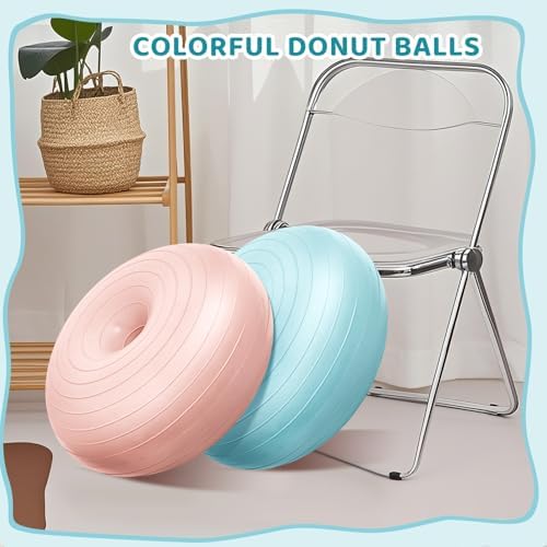 Lewtemi 1/2/3 Pcs Flexible Seating for Classroom Elementary 20 Inch Yoga Ball Chair for Kids Wobble Chair for Sensory Kids Large Donut Ball Seats with Inflator for School Office