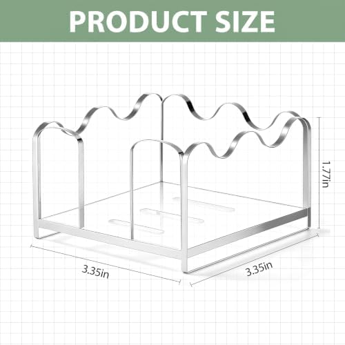 Scalloped Acrylic Sticky Note Holder, 3×3 Inch Clear Sticky Note Dispenser, Thick Wave‑Design Notepad Holder, Modern Desk Organizer for Office Home Dorm Classroom