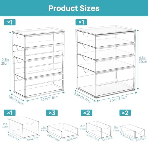 Vtopmart Acrylic Desk Organizer with 8 Drawers for Office, Makeup, Crafts