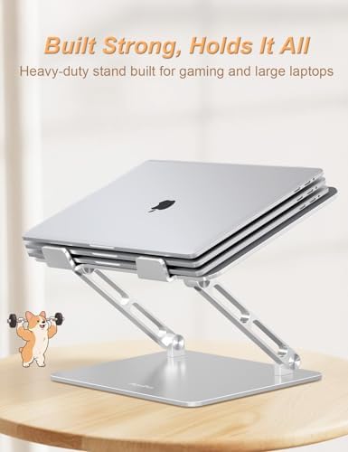 Aoviho Aluminum Laptop Stand for Desk Fit for All 10"-17.3" Laptops, Silver
