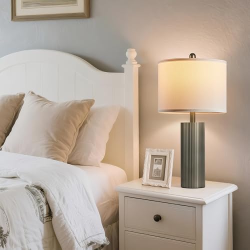 24.5” Table Lamps for Living Room Set of 2, Touch Control, Silver