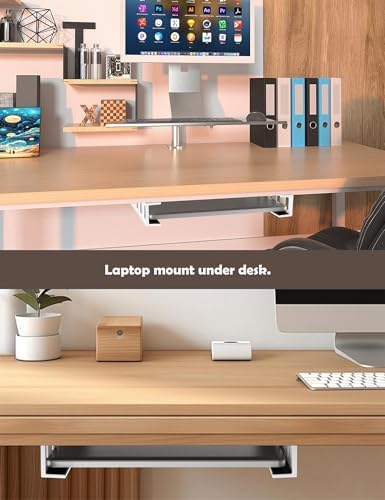 Under Desk Laptop Holder, Under Desk Rack, (White)