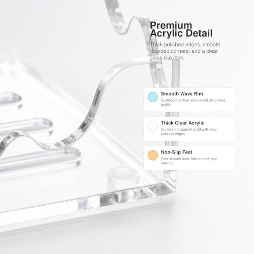 3x3 Inch Scalloped Acrylic Sticky Note Holder, Clear Cute Post It Note Dispenser, Notepad Holder with Wave Design, Thick Acrylic Desk Organizer for Office, Home, Dorm, Classroom (Crystal Clear)