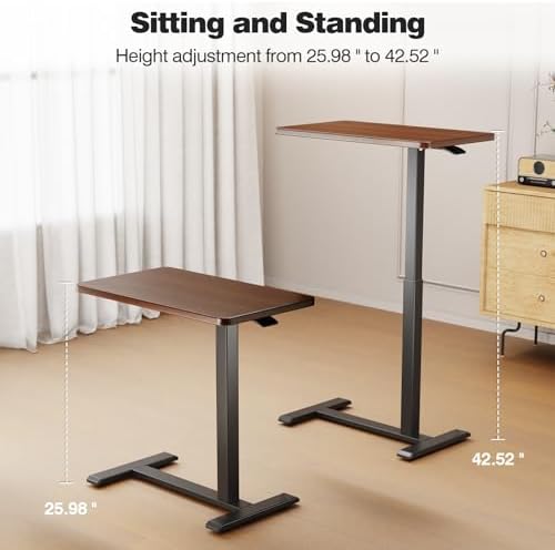 ROMOON Overbed Table with Wheels, Height Adjustable Rolling Laptop Cart