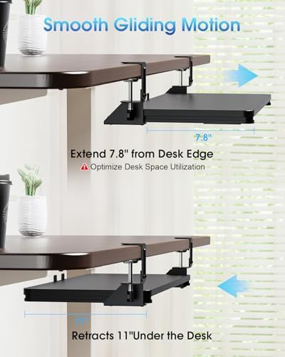 Small Keyboard Tray Under Desk, Pull Out Keyboard & Mouse Tray for Typing