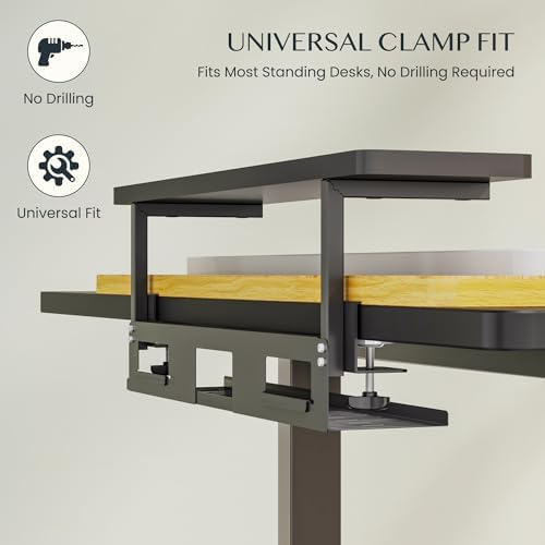 FlexiSpot Under Desk Cable Management Tray with Monitor Riser, No Drill