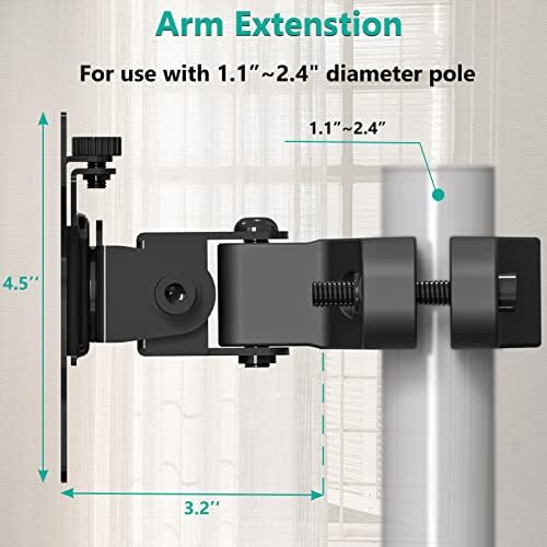 WALI Monitor Pole Mount for Universal Monitor Mounting System, Pole Mount Bracket Fits 1.1 to 2.4" Diameter Pole, Up to 32" Screens, Mounting Holes for 75 x 75mm and 100 x 100mm (VES02), Black