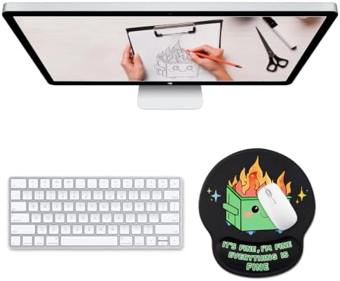 Hancynir Dumpster on Fire Ergonomic Mouse Pad with Wrist Support Desk Decor