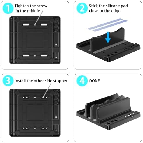 Vertical Laptop Stand, Adjustable 4 in 1 ABS