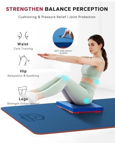 HAPBEAR Exercise Balance Pad - 15"x12" Non-Slip Textured Bottom Stability Training Mat - 2.25" Thick Soft Cushioned Foam for Physical Therapy, Core Training & Home Workouts