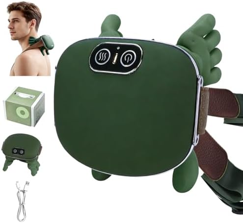 Upgraded Neck and Shoulder Massager,Professional Shiatsu Neck Massager,Portable Deep Tissue 4D Kneading with Heat,Intelligent Simulated Human Hand Design for Pain Relief and Muscle (Green)