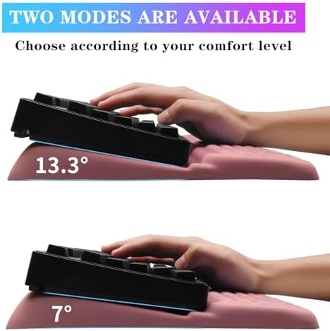 Computer Keyboard Stand with Wrist Rest, Ergonomic Tilted Keyboard Holder - Keyboard Riser with Wrist Pad - Keyboard Tray Support for Office Home - Pink