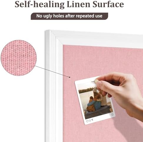 DOLLAR BOSS Bulletin Boards with Linen, 24"x18" Pink Cork Board, White