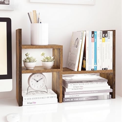Jerry & Maggie Adjustable Wood Desktop Display Shelf Natural Wood Tone