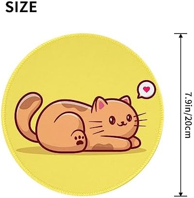 Cute cat Laying Down on The Floor Cartoon Animal cat Mouse pad Cute,Gaming Mouse pad Small Non-Slip Round Mouse Pads for Wireless Mouse,Laptop,Desk
