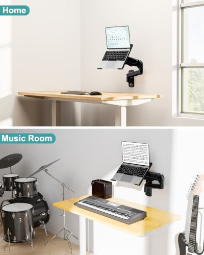 MOUNT PRO Laptop Wall Mount, 2-in-1 Monitor Wall Mount with Vented Tray for 11-17" Notebook/13-32 Computer Screen, Full Motion Adjustable Laptop Holder Stand, Laptop Arm Holds 4.4-19.8 lbs