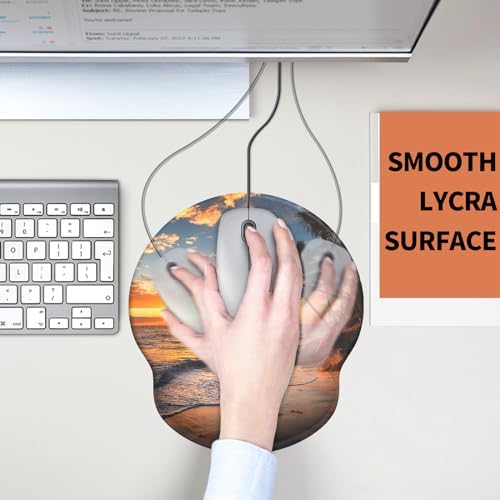 eulps Mouse Pad with Wrist Rest, Comfortable Computer Mousepad with Gel Wrist Support Smooth Surface and Non-Slip PU Base for Pain Relief, Laptop, Office & Home (Sunset)