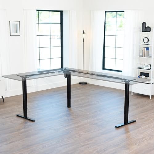 VIVO Black Electric Corner 3 Leg Standing Desk Frame, DESK-E384B