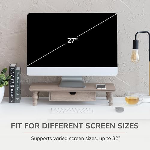 Anji Mountain Monitor Stand for Desk - Desktop Organizer & Laptop Riser, Ergonomic Monitor Riser, Space-Saving, Durable, Easy Assembly & Ideal for Home & Office,Biscotti, 24-Inch, Storage Edition