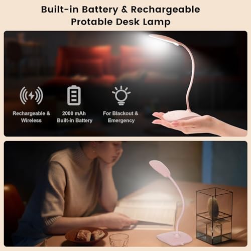 Portable Battery Powered Desk Lamp Small Rechargeable LED Table Light