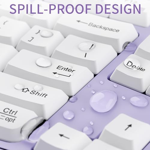 Wireless Keyboard and Mouse Combo,2.4G Ergonomic Wave Keys(Purple)