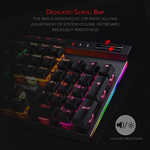 Redragon K580 Wired RGB Mechanical Gaming Keyboard, Macro Key & Media Wheel