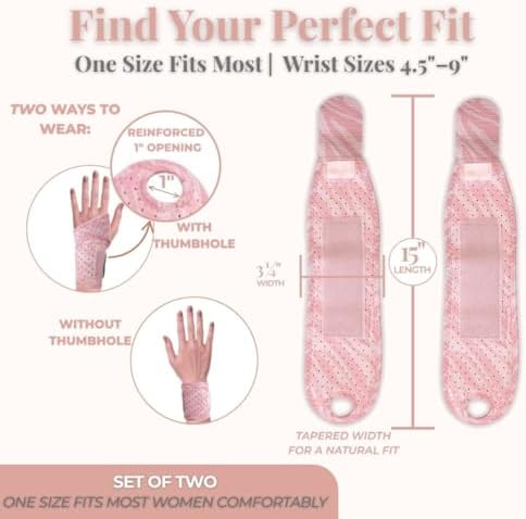 Carpal Tunnel Wrist Brace Left Hand, Right Hand for Women, Day or Night Compression Wrist Support Brace for Fitness, Keyboard Use, or Overnight Support, 2 Pack, Pink Zebra Print