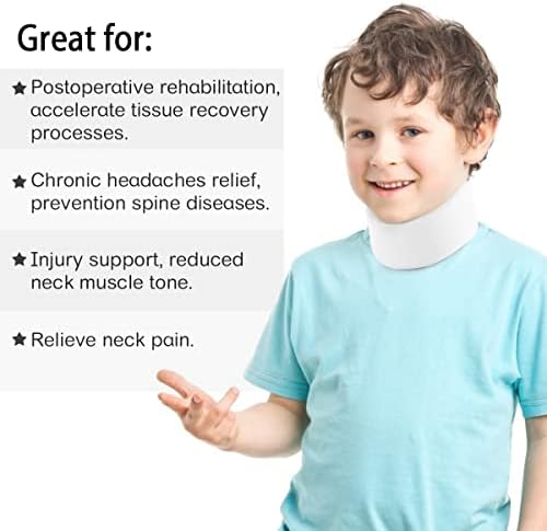 Kids Neck Brace for Neck Pain and Support, Soft Foam Cervical Collar Adjustable Youth Neck Support for Childrens Whiplash and Childs Torticollis Neck Stabilizer