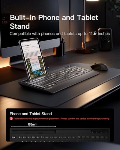 Inateck Full-Size Wireless Keyboard and Mouse Combo, 3-Device