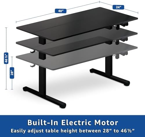 Our Modern Space Height Adjustable 40" Electric Standing Desk - Upgraded Ultra Durable Home Office Large Rectangular Computer Table or Laptop Sit Stand Workstation - 40 x 24 Inch