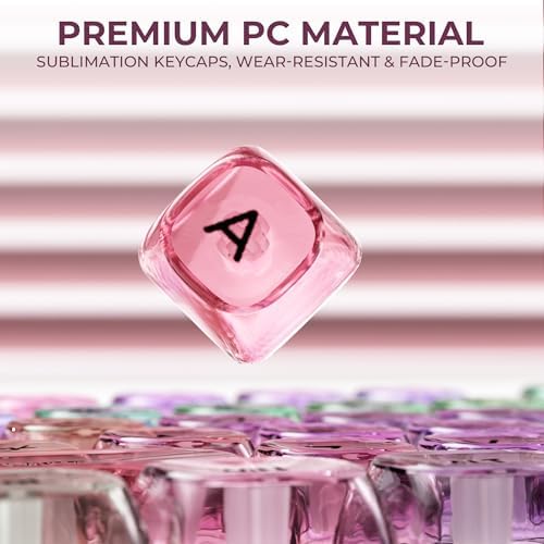 OHY XVX Macaron Balloon Pastel Gradient Transparent Keycaps, MOA Profile 125 Keys PC Shine-Through Keycaps for MX Mechanical Keyboards