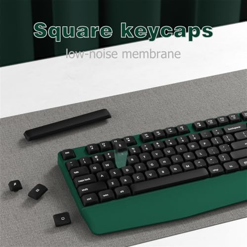 Ergonomic Wireless Keyboard and Mouse Combo with Wrist Rest (Black Green)