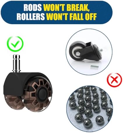 Minewill 2" Office Chair Wheels - Protection for Hardwood Floors and Carpet