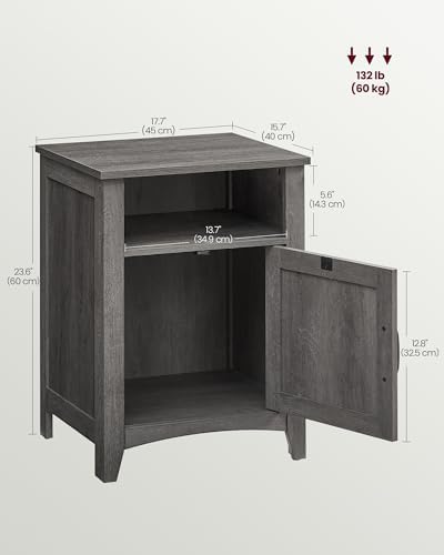 VASAGLE Farmhouse Nightstand with Barn Door, Bedside Table for Bedroom