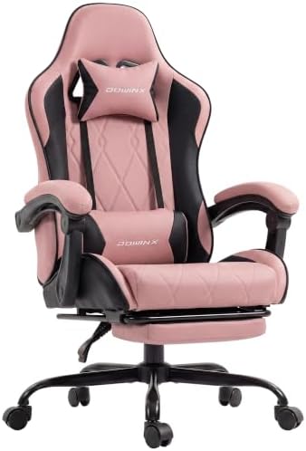 Dowinx Gaming Chair with Footrest, Ergonomic Office Chair, Pink