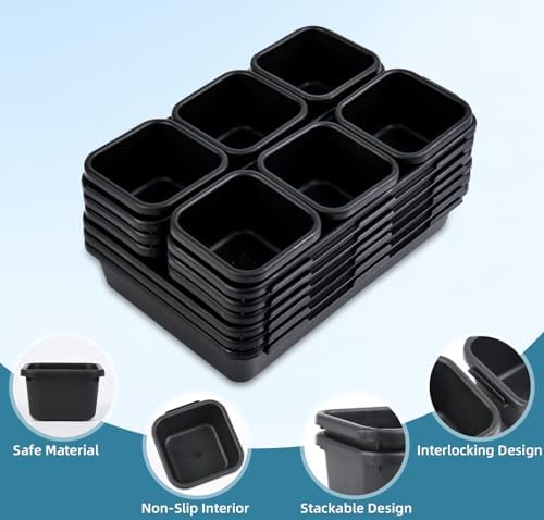 Kutesna 15PCS Interlocking Drawer Organizer, Plastic Desk Organizers Set