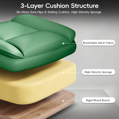 Vonesse Office Chair, Desk Chair with Flip-up Armrests, Gaming Chair with Double-Layered Soft Backrest,PU Leather Computer Executive Chair with Breathable Seat Cushion (Green)