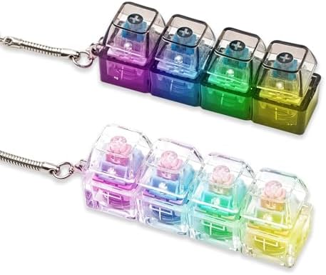 2 Pcs LED Keyboard Fidget Toy, Clicky & Creamy Fidget Clicker Keychain