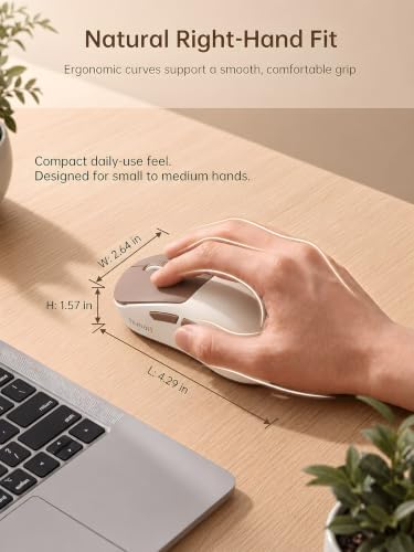 hunart H6 49g Wireless Mouse, Bluetooth & 2.4GHz, Rechargeable,Mocha Brown