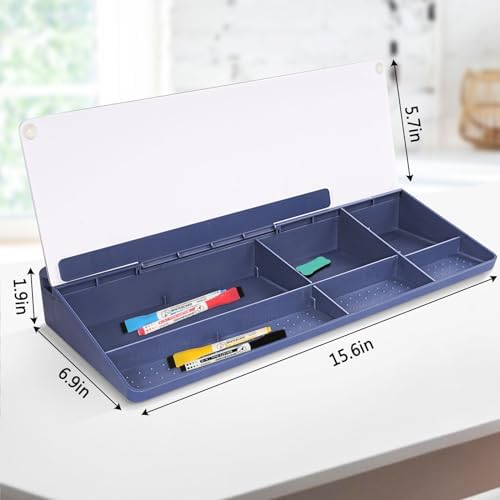 DOLLAR BOSS Glass Desk Whiteboard Small Dry Erase Board, Blue