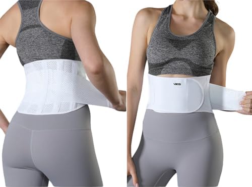 Lightweight Back Brace for Lower Back Pain Women Men, Adjustable Lumbar Support Waist Support Brace for Women Lower Back Pain Relief Products, Hip Belt Waist Belt Sciatic Nerve Brace for Women Men (White, Medium)