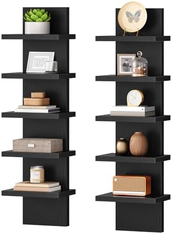 HOOBRO 5 Tier Wall Shelf Unit for Storage, 2 Pack Floating Shelves for Wall